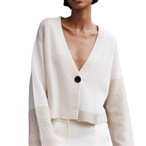 NAADAM Cashmere Colorblocked crop cardigan